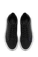 Erkek Siyah Bağcıklı Deri Sneaker | Derimod Erkek Siyah Bağcıklı Deri Sneaker | Derimod