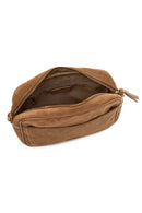 Woman Tan Long-Strap Suede Crossbody Bag | Derimod Woman Tan Long-Strap Suede Crossbody Bag | Derimod