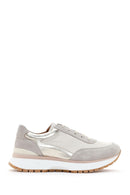 Women's Beige Leather Suede Detailed Sneaker | Derimod Women's Beige Leather Suede Detailed Sneaker | Derimod