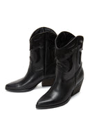 Women's Black Leather Heeled Cowboy Western Boots | Derimod Women's Black Leather Heeled Cowboy Western Boots | Derimod