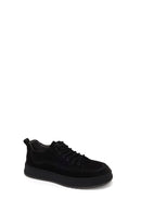 Erkek Siyah Bağcıklı Kalın Tabanlı Nubuk Deri Sneaker | Derimod Erkek Siyah Bağcıklı Kalın Tabanlı Nubuk Deri Sneaker | Derimod