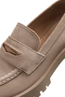 Kadın Bej Deri Süet Maskülen Loafer | Derimod Kadın Bej Deri Süet Maskülen Loafer | Derimod