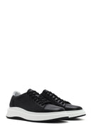 Erkek Siyah Bağcıklı Kalın Tabanlı Deri Sneaker | Derimod Erkek Siyah Bağcıklı Kalın Tabanlı Deri Sneaker | Derimod