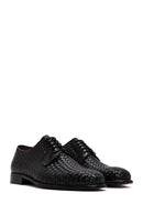 Men's Black Braided Leather Classic Shoes | Derimod Men's Black Braided Leather Classic Shoes | Derimod