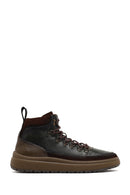 Men's Green Lace-Up Thick Sole Leather Sports Boots | Derimod Men's Green Lace-Up Thick Sole Leather Sports Boots | Derimod