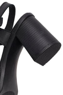 Women's Black Ankle Buckle Thick Heel Leather Sandals | Derimod Women's Black Ankle Buckle Thick Heel Leather Sandals | Derimod