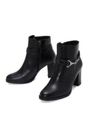 Women's Black Zippered Buckle Heeled Boots | Derimod Women's Black Zippered Buckle Heeled Boots | Derimod