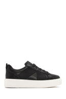 Men's Black Lace-up Thick-Sole Leather Sneaker | Derimod Men's Black Lace-up Thick-Sole Leather Sneaker | Derimod