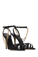 Woman Black Ankle-Strap Buckled High Thin-Heel Sandal | Derimod Woman Black Ankle-Strap Buckled High Thin-Heel Sandal | Derimod
