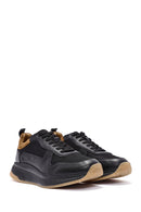 Erkek Siyah Bağcıklı Deri Sneaker | Derimod Erkek Siyah Bağcıklı Deri Sneaker | Derimod
