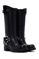Women's Black Leather Buckle Boots | Derimod Women's Black Leather Buckle Boots | Derimod