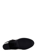 Women's Black Thick Heeled Zippered Leather Boots | Derimod Women's Black Thick Heeled Zippered Leather Boots | Derimod