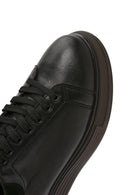 Erkek Siyah Bağcıklı Kalın Tabanlı Deri Sneaker | Derimod Erkek Siyah Bağcıklı Kalın Tabanlı Deri Sneaker | Derimod