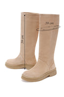 Women's Beige Suede Leather Boots | Derimod Women's Beige Suede Leather Boots | Derimod