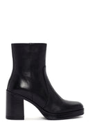 Women's Black Zippered Thick Heeled Leather Boots | Derimod Women's Black Zippered Thick Heeled Leather Boots | Derimod