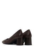 Derimod Flex Women Brown Thick Heeled Leather Shoes | Derimod Derimod Flex Women Brown Thick Heeled Leather Shoes | Derimod