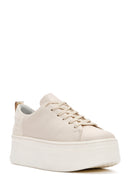 Women's Beige Thick Sole Lace Up Leather Sneaker | Derimod Women's Beige Thick Sole Lace Up Leather Sneaker | Derimod