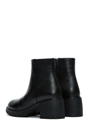 Women's Black Leather Zippered Heeled Boots | Derimod Women's Black Leather Zippered Heeled Boots | Derimod