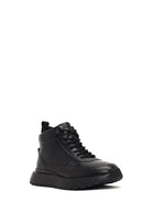 Men's Black Zippered Thick Sole Leather Sports Boot | Derimod Men's Black Zippered Thick Sole Leather Sports Boot | Derimod