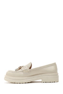 Women's Beige Leather Tassel Loafer | Derimod Women's Beige Leather Tassel Loafer | Derimod