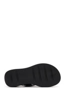 Women's Black Ankle Buckle Thick Soled Leather Comfort Sandals | Derimod Women's Black Ankle Buckle Thick Soled Leather Comfort Sandals | Derimod