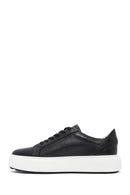 Erkek Siyah Bağcıklı Kalın Tabanlı Deri Sneaker | Derimod Erkek Siyah Bağcıklı Kalın Tabanlı Deri Sneaker | Derimod