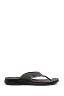 Men's Gray Flip Flop Nubuck Leather Slippers | Derimod Men's Gray Flip Flop Nubuck Leather Slippers | Derimod
