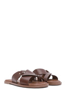 Women's Brown Leather Slippers | Derimod Women's Brown Leather Slippers | Derimod