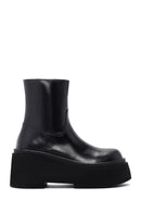 Women's Black Thick Soled Zippered Leather Boots | Derimod Women's Black Thick Soled Zippered Leather Boots | Derimod