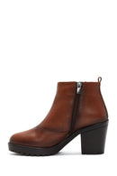 Women's Tan Zippered Heeled Classic Boots | Derimod Women's Tan Zippered Heeled Classic Boots | Derimod