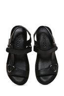 Women's Black Leather Comfort Sandals | Derimod Women's Black Leather Comfort Sandals | Derimod