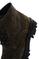 Men's Khaki Suede Leather Zippered Boots | Derimod Men's Khaki Suede Leather Zippered Boots | Derimod