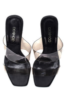 Women's Black Transparent Heeled Slippers | Derimod Women's Black Transparent Heeled Slippers | Derimod