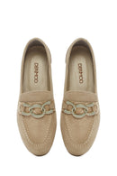 Kadın Bej Süet Deri Maskülen Loafer | Derimod Kadın Bej Süet Deri Maskülen Loafer | Derimod