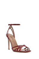 Women's Red Ankle Strap Thin High Heel Patent Leather Sandals | Derimod Women's Red Ankle Strap Thin High Heel Patent Leather Sandals | Derimod