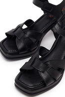 Women's Black Ankle Buckle Thick Heel Leather Sandals | Derimod Women's Black Ankle Buckle Thick Heel Leather Sandals | Derimod