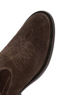 Women's Brown Suede Leather Cowboy Boots | Derimod Women's Brown Suede Leather Cowboy Boots | Derimod