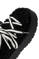 Women's Black Thick-Soled Fur-Lined Leather Boots | Derimod Women's Black Thick-Soled Fur-Lined Leather Boots | Derimod