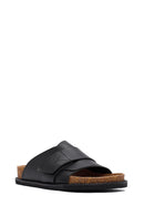 Women's Black Strappy Leather Slippers | Derimod Women's Black Strappy Leather Slippers | Derimod