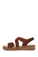 Women's Tan Suede Leather Comfort Sandals | Derimod Women's Tan Suede Leather Comfort Sandals | Derimod