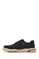 Erkek Siyah Bağcıklı Deri Sneaker | Derimod Erkek Siyah Bağcıklı Deri Sneaker | Derimod