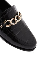 Women's Black Leather Crocodile Classic Loafer | Derimod Women's Black Leather Crocodile Classic Loafer | Derimod