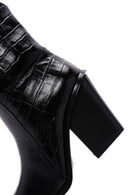 Women's Black Leather Heeled Cowboy Boots | Derimod Women's Black Leather Heeled Cowboy Boots | Derimod