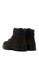 Men's Khaki Nubuck Leather Zippered Boots | Derimod Men's Khaki Nubuck Leather Zippered Boots | Derimod