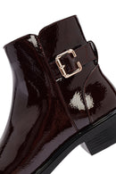 Women's Burgundy Zippered Patent Leather Boots | Derimod Women's Burgundy Zippered Patent Leather Boots | Derimod