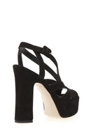Suede Women's Heeled Leather Sandals | Derimod Suede Women's Heeled Leather Sandals | Derimod