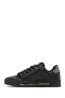 Kadın Siyah Bağcıklı Taş Detaylı Deri Sneaker | Derimod Kadın Siyah Bağcıklı Taş Detaylı Deri Sneaker | Derimod
