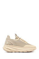 Derimod Zero Women Beige Lace-Up Thick-Soled Fabric Sneaker | Derimod Derimod Zero Women Beige Lace-Up Thick-Soled Fabric Sneaker | Derimod