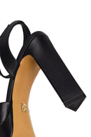 Woman Black Ankle-Buckle Platform High Chunky Heel Leather Sandal | Derimod Woman Black Ankle-Buckle Platform High Chunky Heel Leather Sandal | Derimod