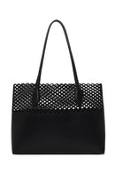 Woman Black Patterned Shoulder Bag | Derimod Woman Black Patterned Shoulder Bag | Derimod